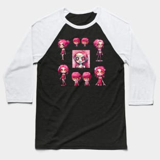 Haloween Zombie Girls, Pink Baseball T-Shirt